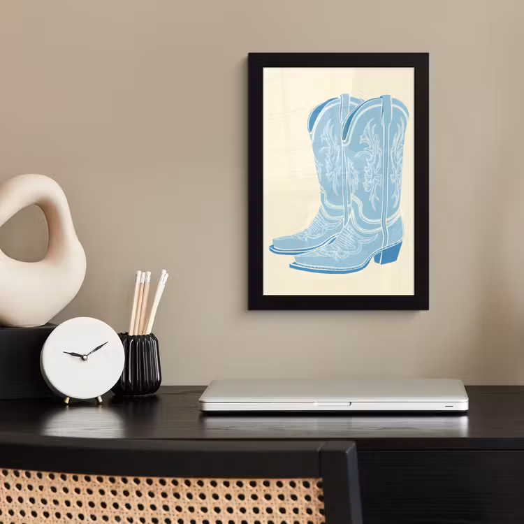 Poster met lijst - Illustratie - Cowboylaarzen - Patroon — 3