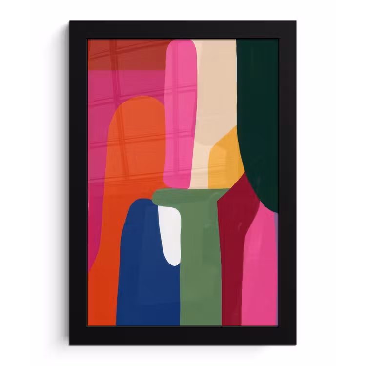 Poster met lijst - Kleurvakken - Recht - Rond - Abstract — 1