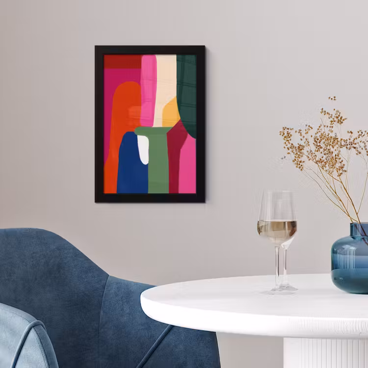 Poster met lijst - Kleurvakken - Recht - Rond - Abstract — 2