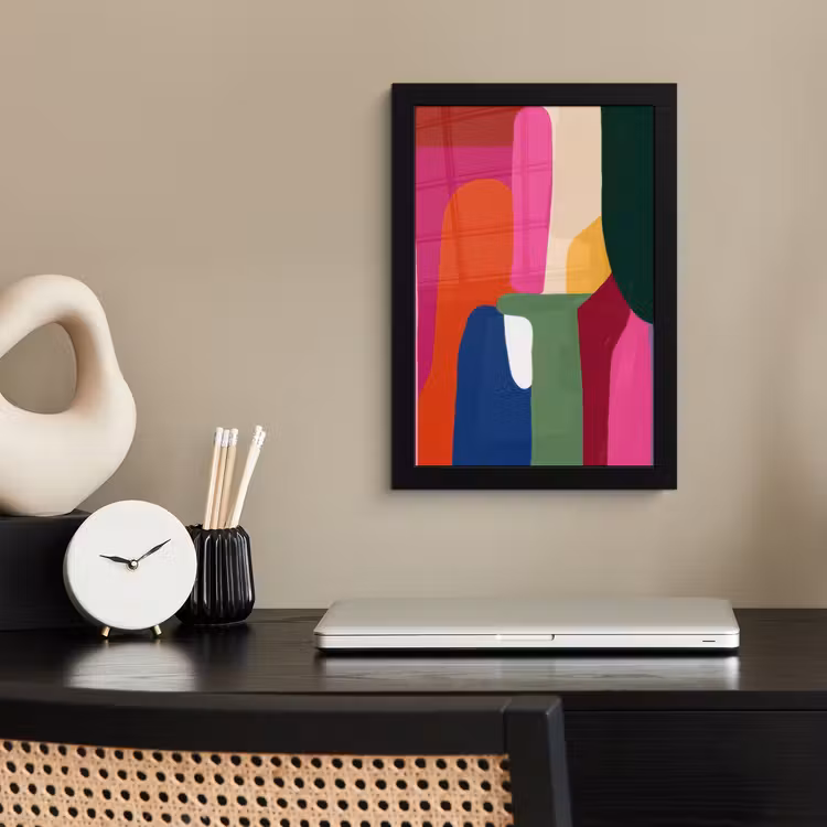 Poster met lijst - Kleurvakken - Recht - Rond - Abstract — 3