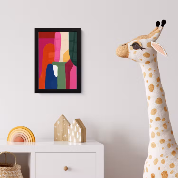 Poster met lijst - Kleurvakken - Recht - Rond - Abstract — 5