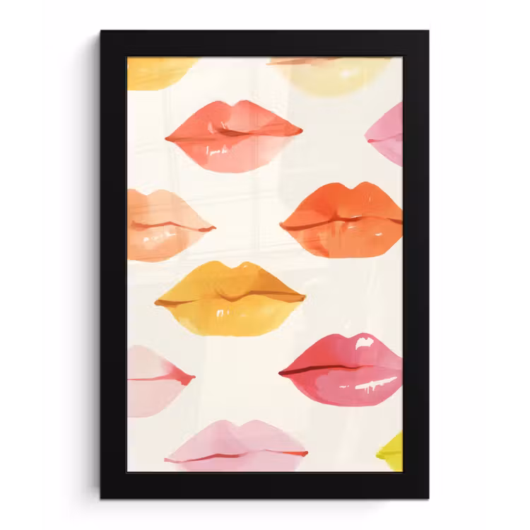 Poster met lijst - Lippen - Kleurrijk - Glanzend — 1
