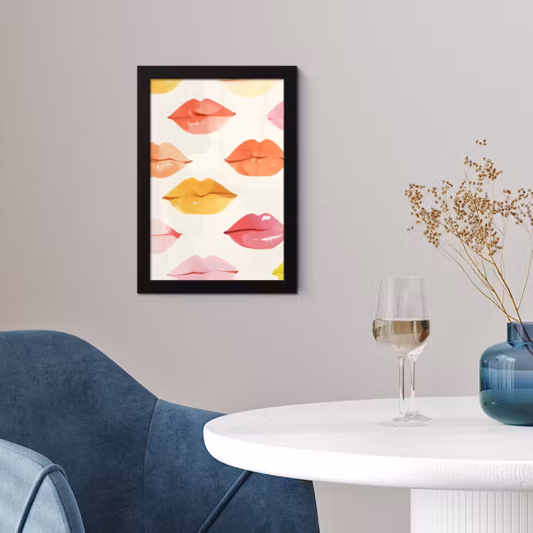 Poster met lijst - Lippen - Kleurrijk - Glanzend — 2
