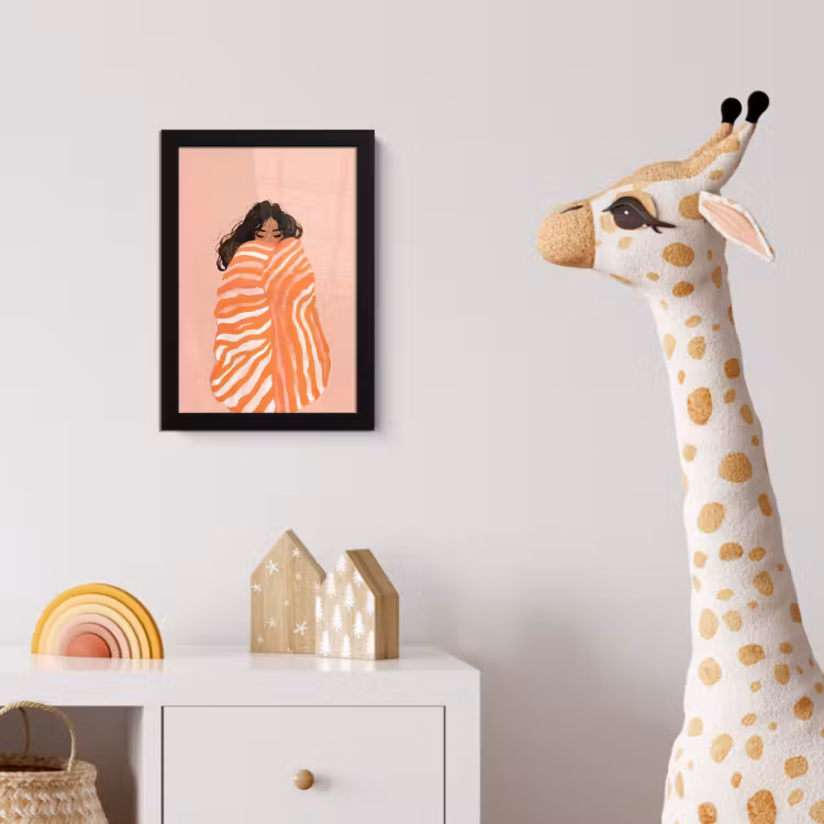 Poster met lijst - Meisje - Deken - Gestreept - Oranje — 5