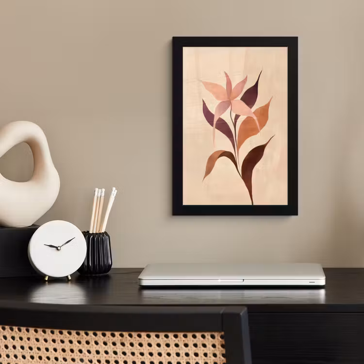 Poster met lijst - Minimalistisch - Bloem - Bladeren - Beige — 3