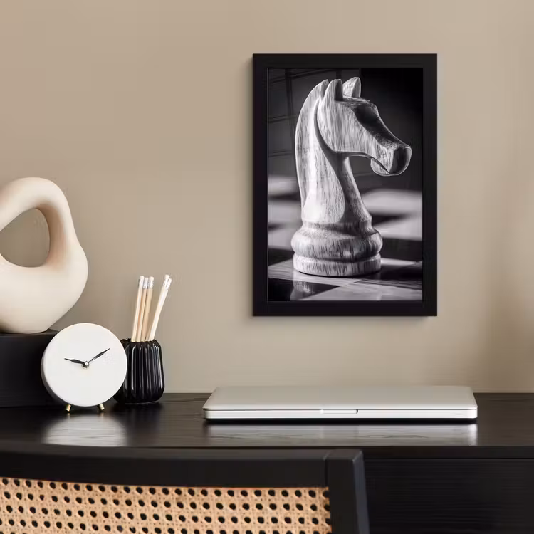 Poster met lijst - Paard - Hout - Schaalbord - Zwart — 3