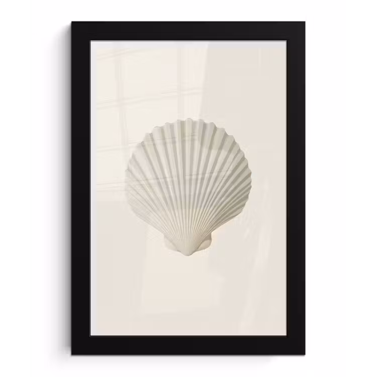 Poster met lijst - Schelp - Minimalistisch - Wit — 1