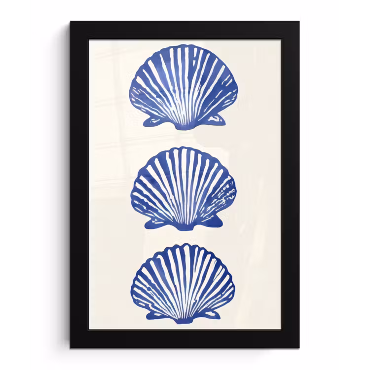 Poster met lijst - Schelpen - Blauw - Patroon — 1