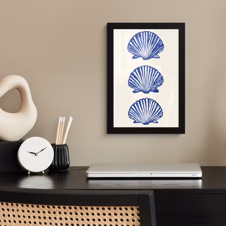 Poster met lijst - Schelpen - Blauw - Patroon — 3