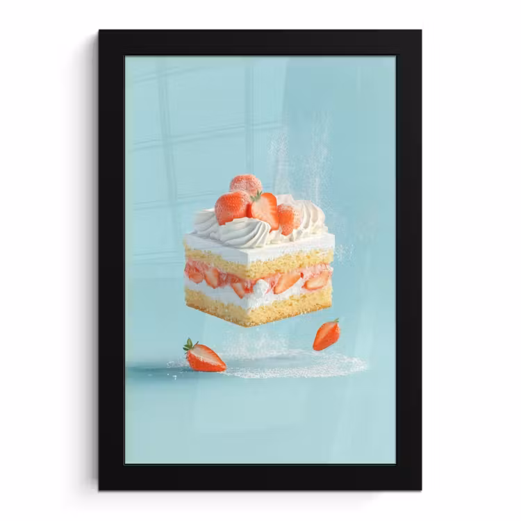 Poster met lijst - Slagroom - Taart - Blauw - Eten — 1