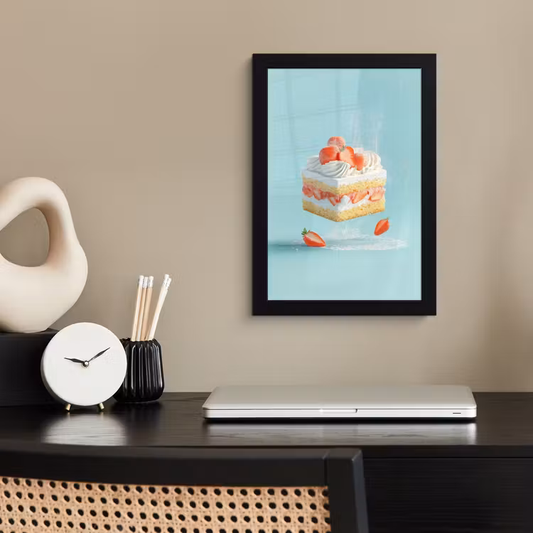 Poster met lijst - Slagroom - Taart - Blauw - Eten — 3
