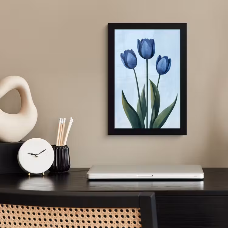 Poster met lijst - Tulpen - Blauw - Bladeren — 3