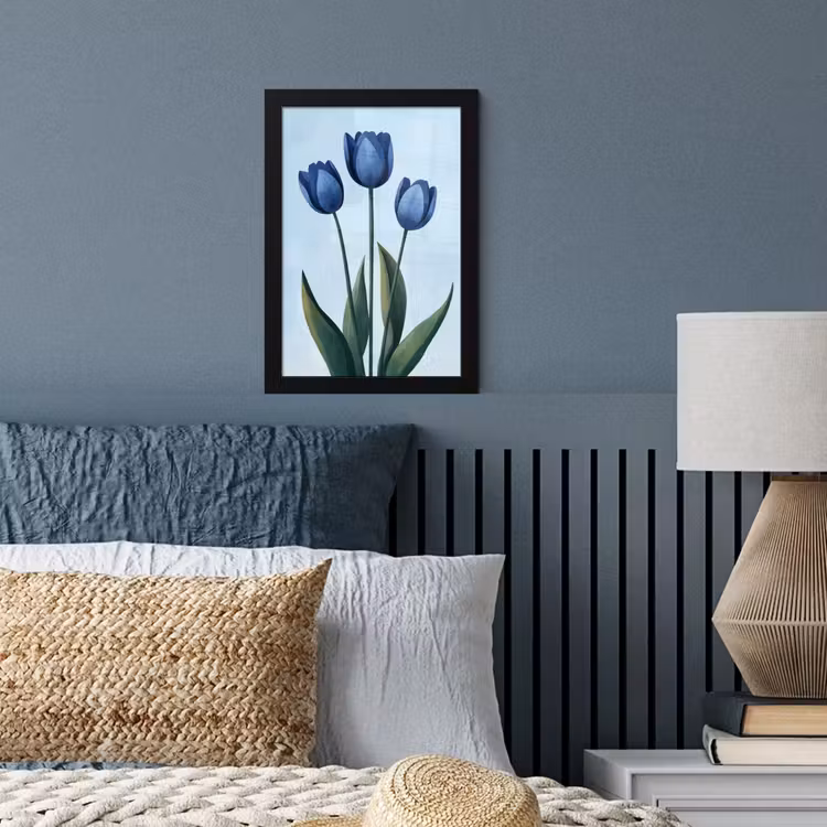 Poster met lijst - Tulpen - Blauw - Bladeren — 4
