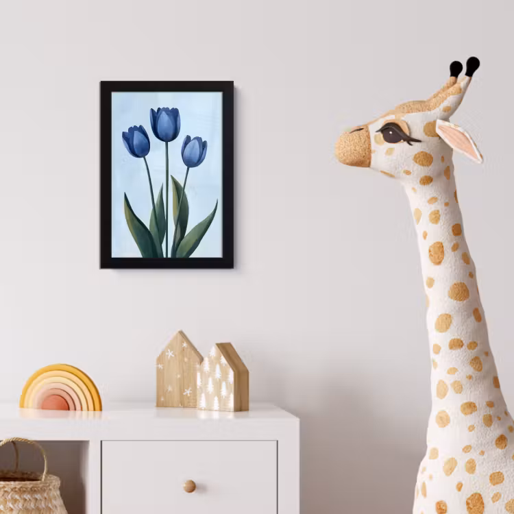 Poster met lijst - Tulpen - Blauw - Bladeren — 5