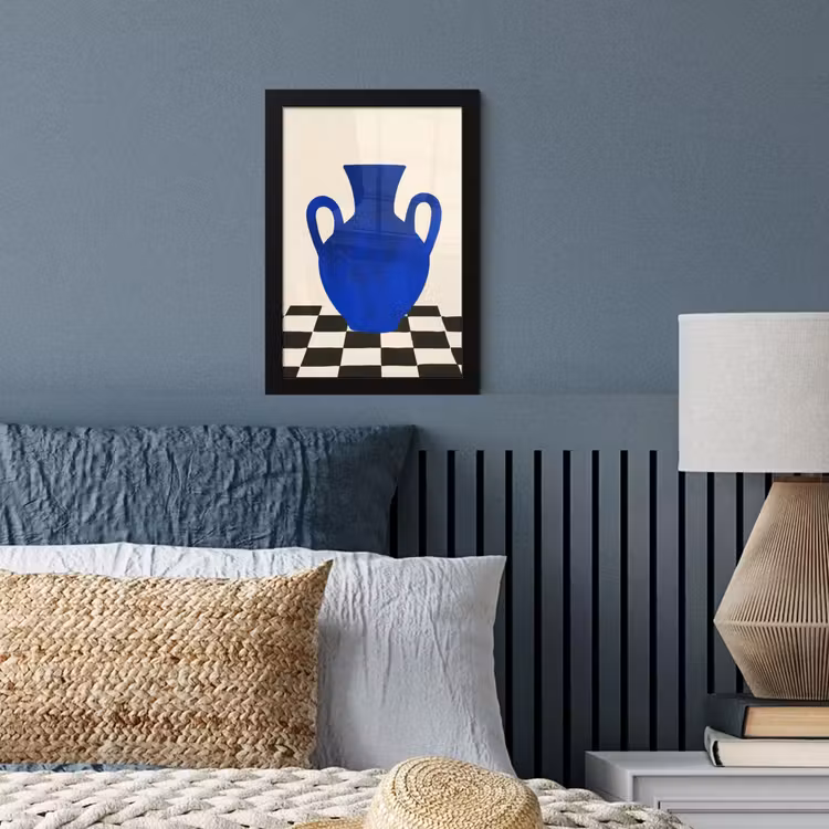 Poster met lijst - Vaas - Blauw - Geblokt - Modern — 4