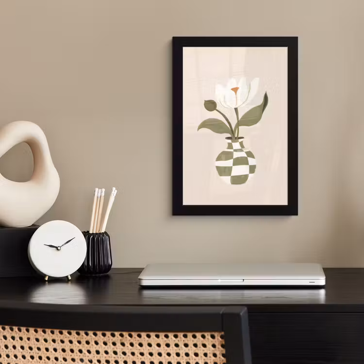 Poster met lijst - Vaas - Geruit - Bloem - Groen — 3