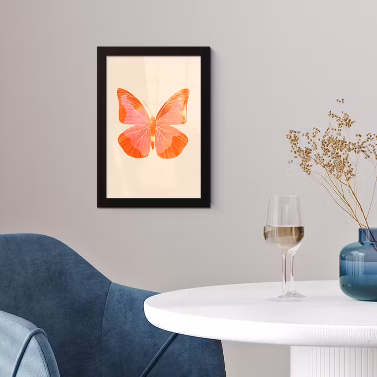 Poster met lijst - Vlinder - Minimalistisch - Roze — 2