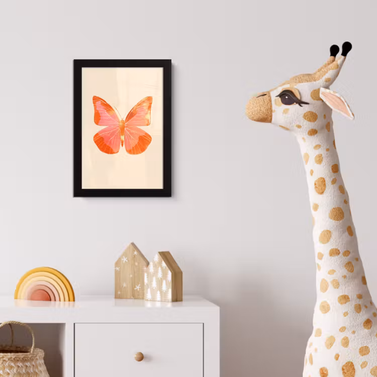 Poster met lijst - Vlinder - Minimalistisch - Roze — 5