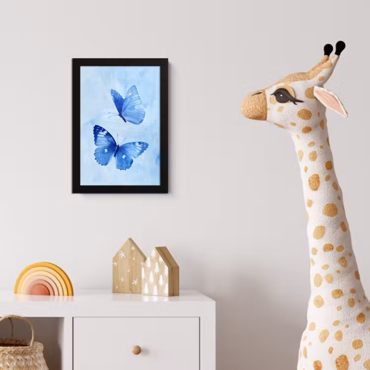 Poster met lijst - Vlinders - Sierlijk - Blauw — 5