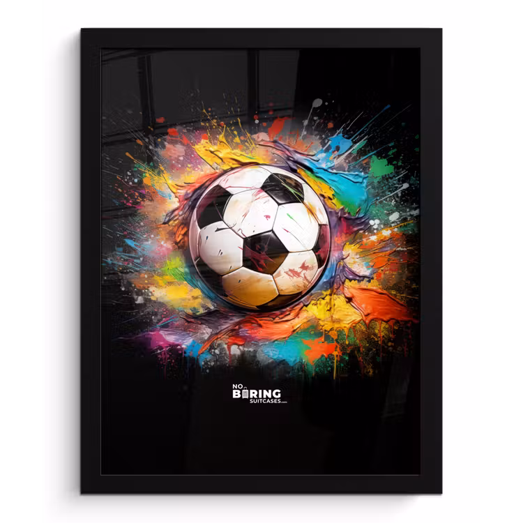 Poster met lijst - Voetbal omringd door verfklodders — 1
