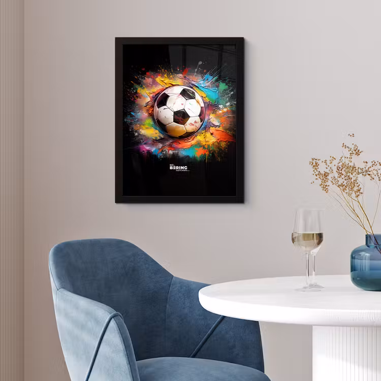 Poster met lijst - Voetbal omringd door verfklodders — 2