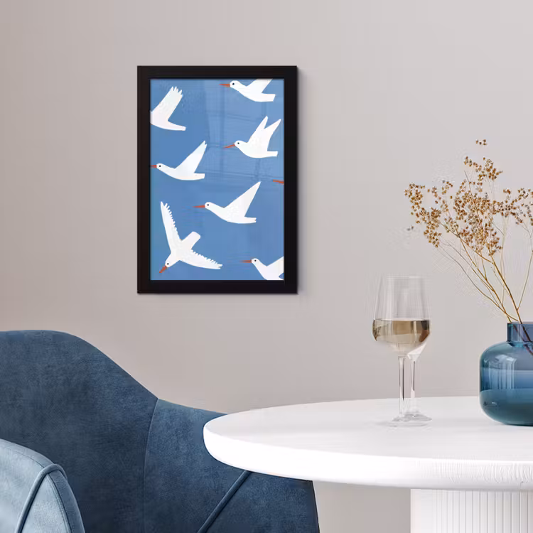 Poster met lijst - Vogels - Wit - Patroon — 2