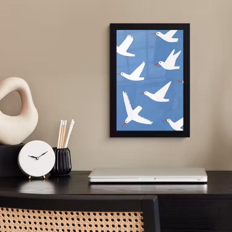 Poster met lijst - Vogels - Wit - Patroon — 3