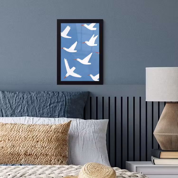 Poster met lijst - Vogels - Wit - Patroon — 4