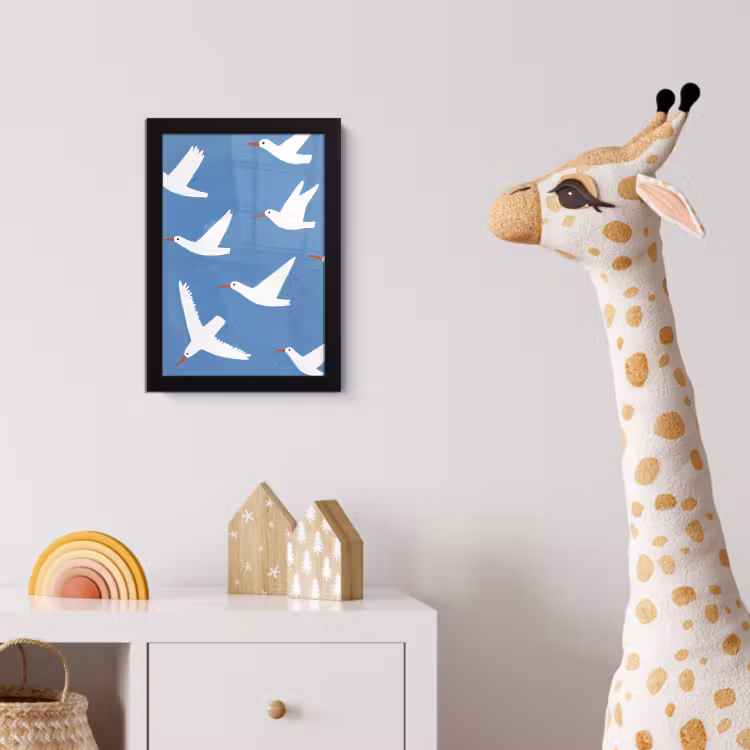 Poster met lijst - Vogels - Wit - Patroon — 5