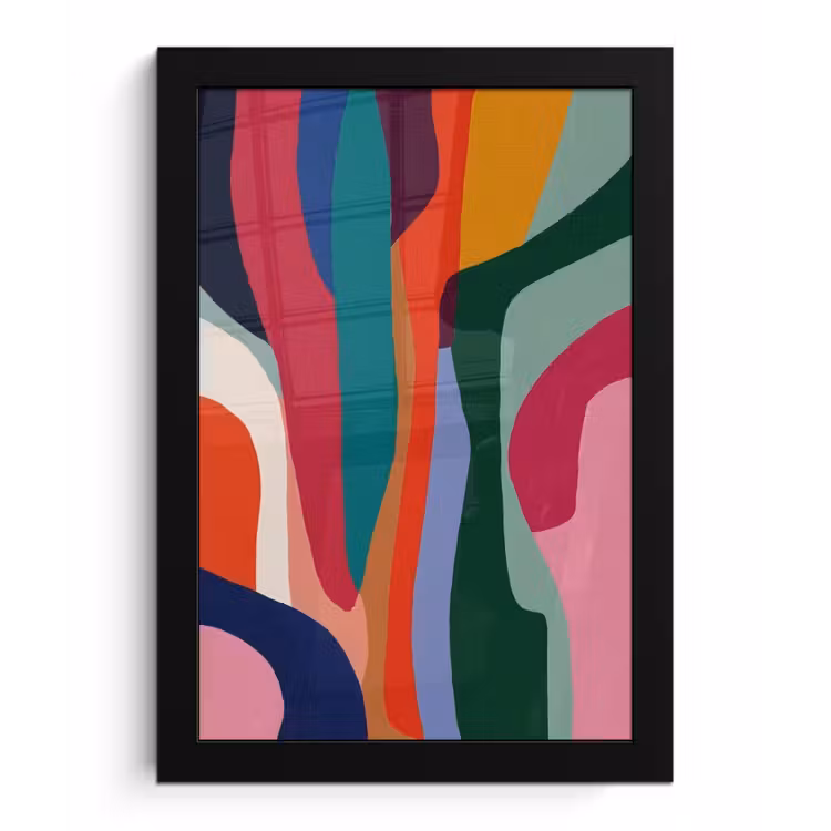 Poster met lijst - Vormen - Bochten - Kleurrijk - Abstract — 1