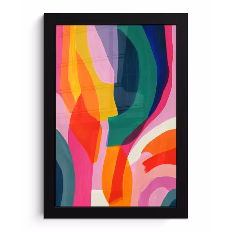 Poster met lijst - Vormen - Golvend - Abstract - Felroze — 1