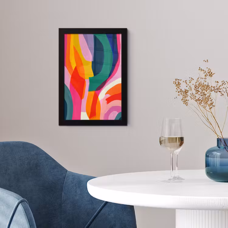 Poster met lijst - Vormen - Golvend - Abstract - Felroze — 2