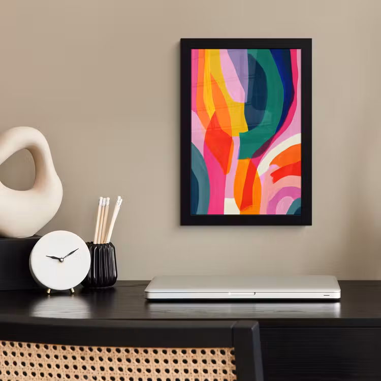 Poster met lijst - Vormen - Golvend - Abstract - Felroze — 3