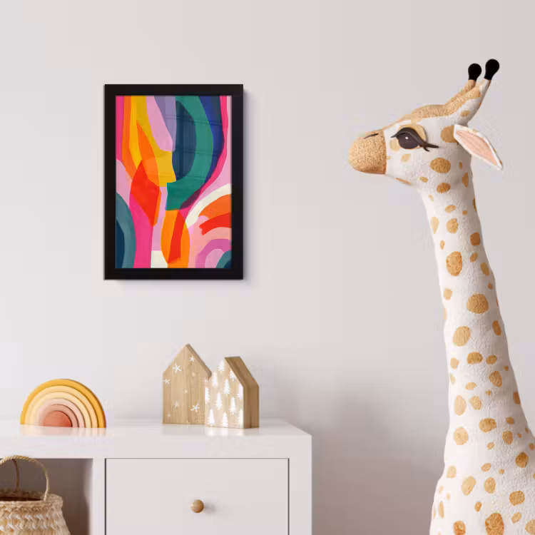 Poster met lijst - Vormen - Golvend - Abstract - Felroze — 5