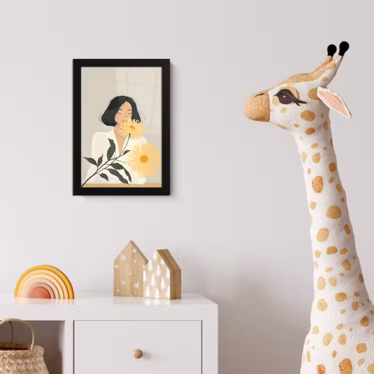 Poster met lijst - Vrouw - Bloem - Geel - Minimalistisch — 5