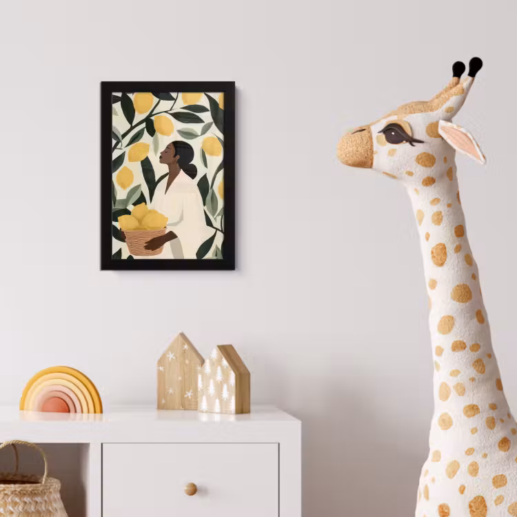 Poster met lijst - Vrouw - Mand - Citroenen - Bladeren — 5