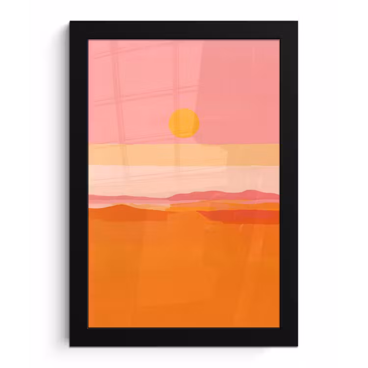 Poster met lijst - Zon - Abstract - Landschap - Oranje — 1