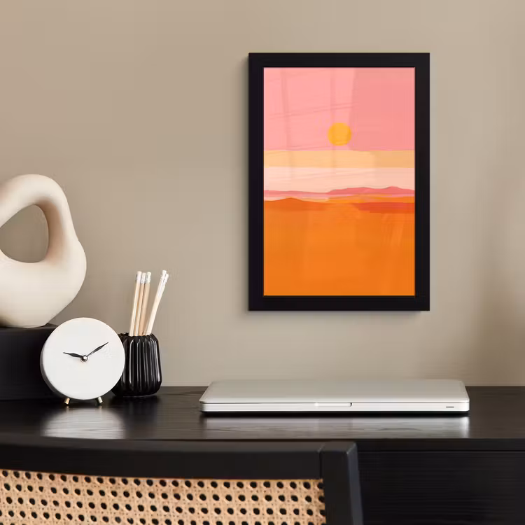 Poster met lijst - Zon - Abstract - Landschap - Oranje — 3