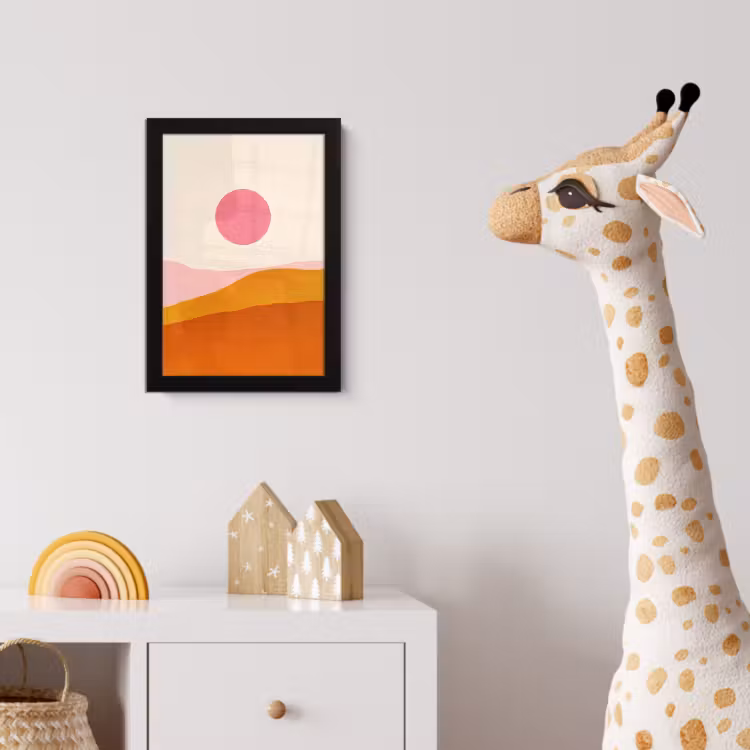 Poster met lijst - Zon - Heuvels - Abstract - Roze — 5