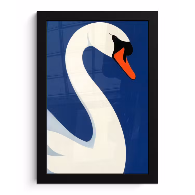 Poster met lijst - Zwaan - Wit - Snavel - Illustratie — 1