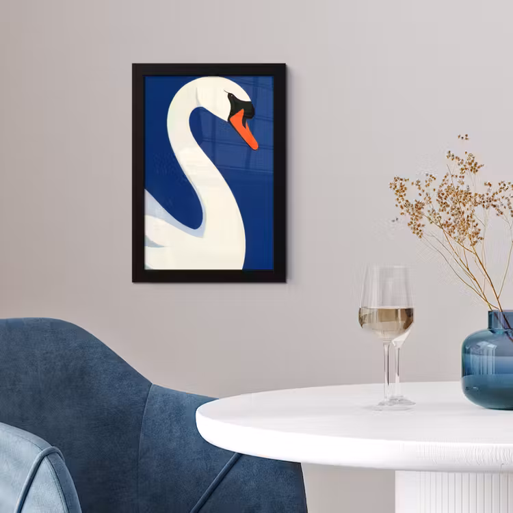 Poster met lijst - Zwaan - Wit - Snavel - Illustratie — 2
