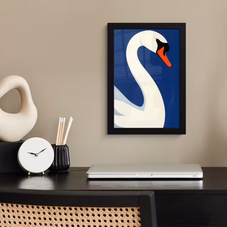 Poster met lijst - Zwaan - Wit - Snavel - Illustratie — 3
