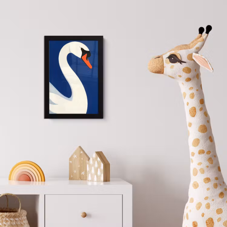 Poster met lijst - Zwaan - Wit - Snavel - Illustratie — 5