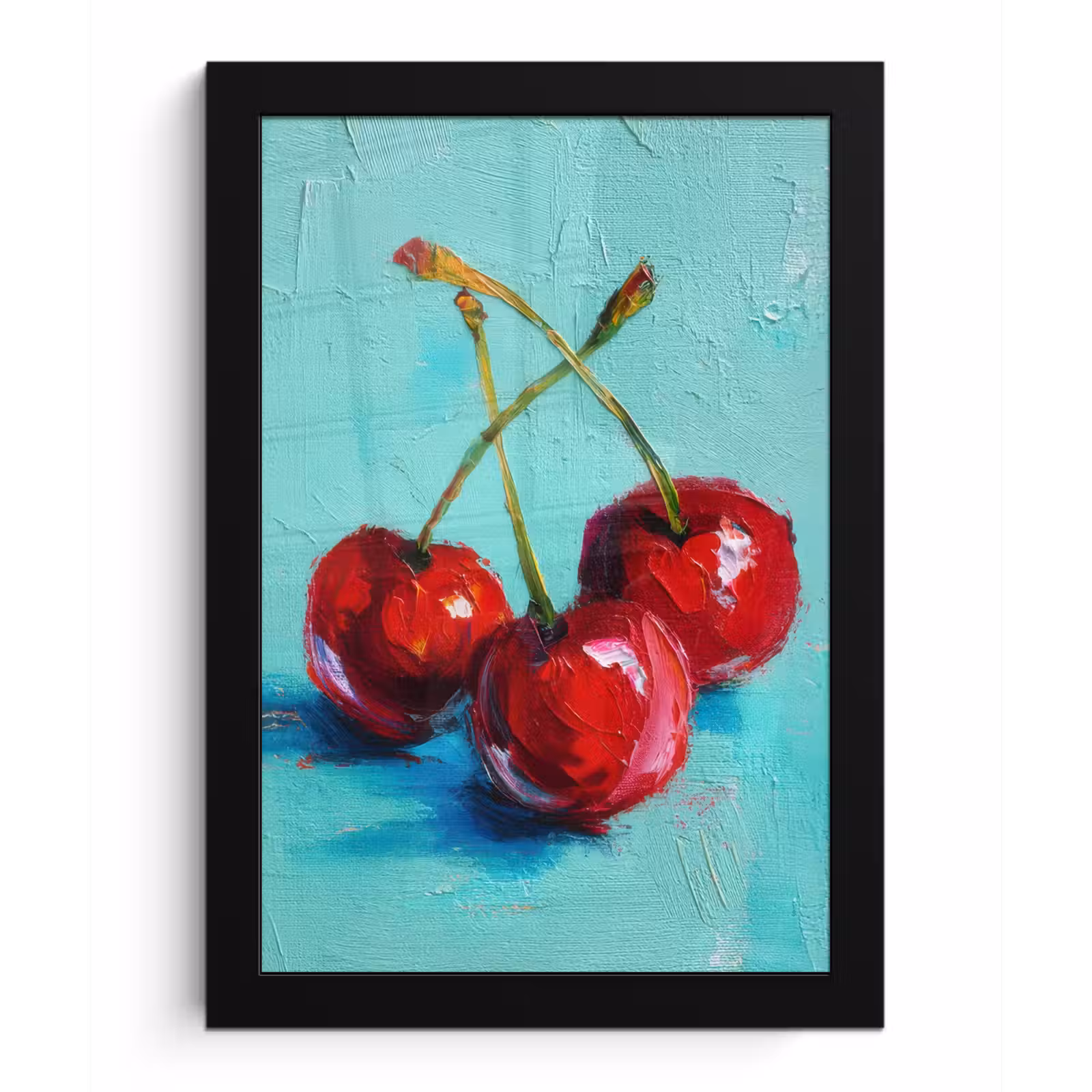 Poster met lijst - Kersen - Rood - Drie - Geverfd — 1