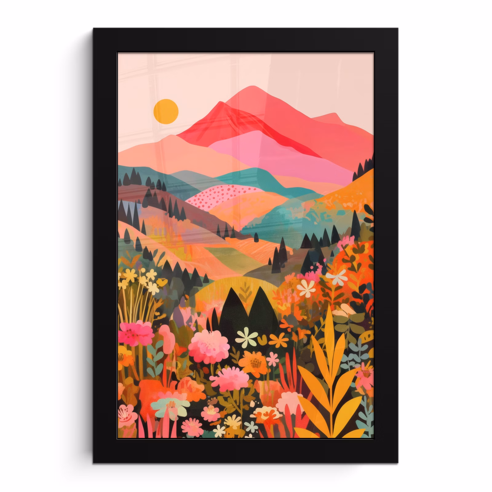 Poster met lijst - Zonsondergang - Bergvallei - Contrast — 1