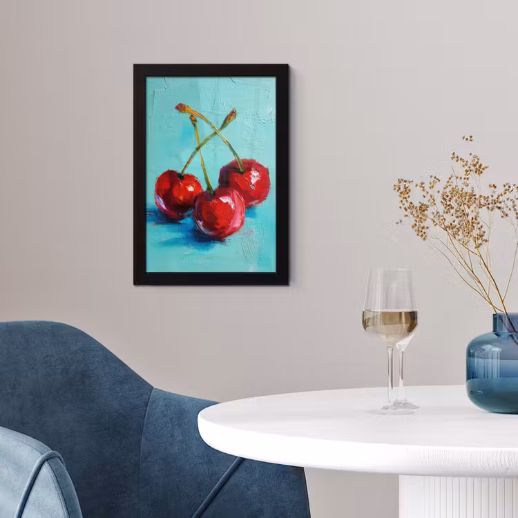 Poster met lijst - Kersen - Rood - Drie - Geverfd — 2