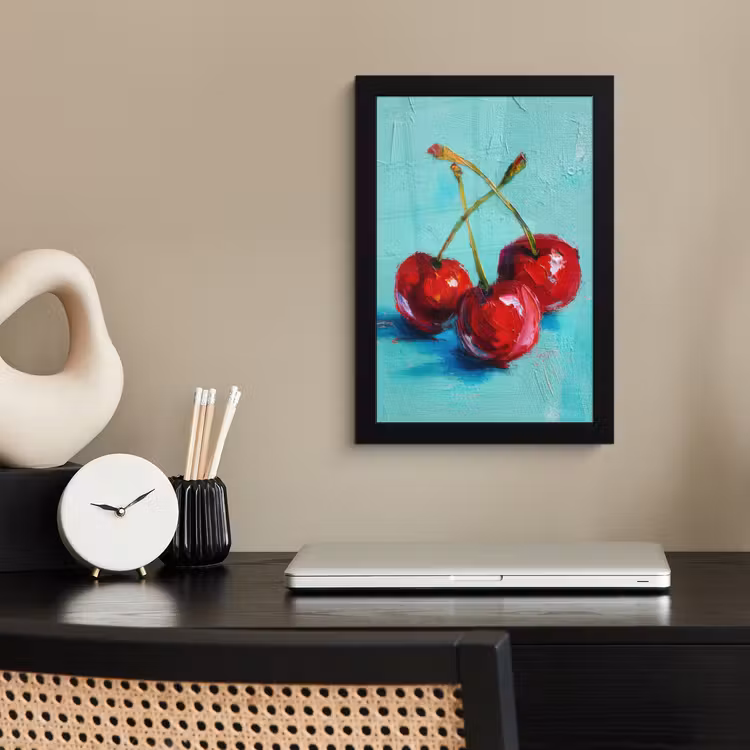 Poster met lijst - Kersen - Rood - Drie - Geverfd — 3