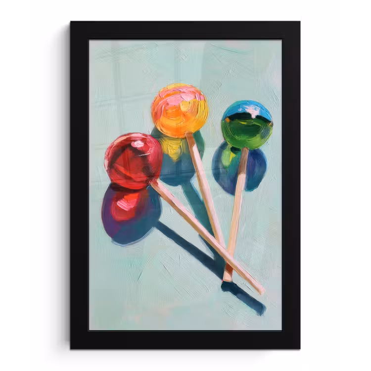 Poster met lijst - Lollys - Schaduw - Drie - Blauw — 1