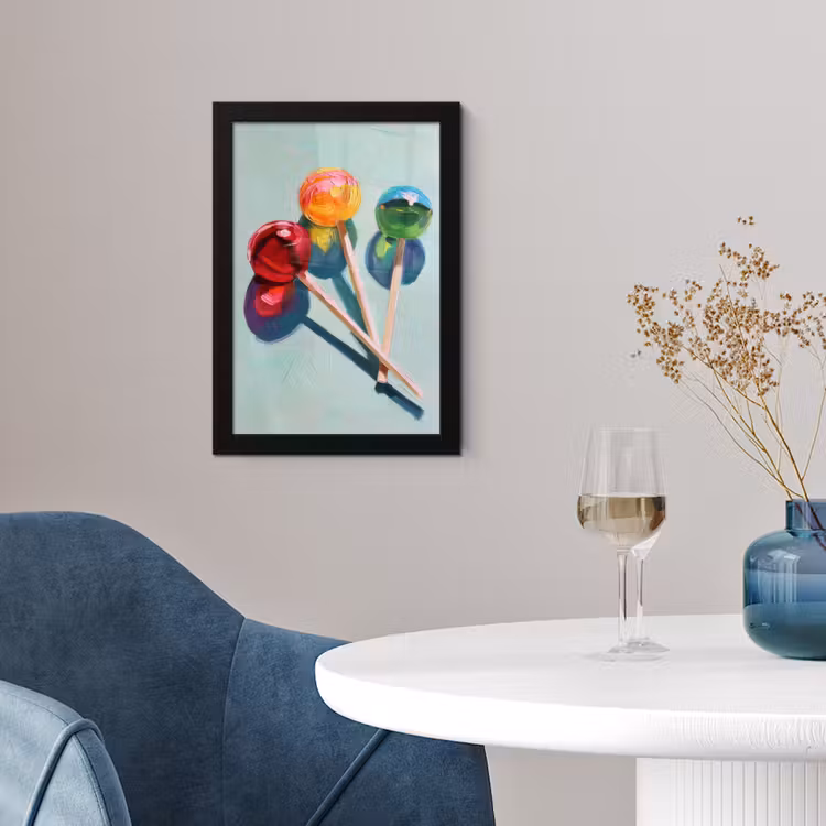 Poster met lijst - Lollys - Schaduw - Drie - Blauw — 2