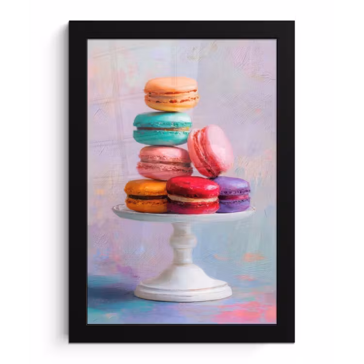 Poster met lijst - Macarons - Schaal - Pastel - Kleurrijk — 1
